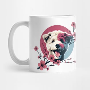 Pumi Enjoys Spring, Cherry Blossoms, and Floral Delight Mug